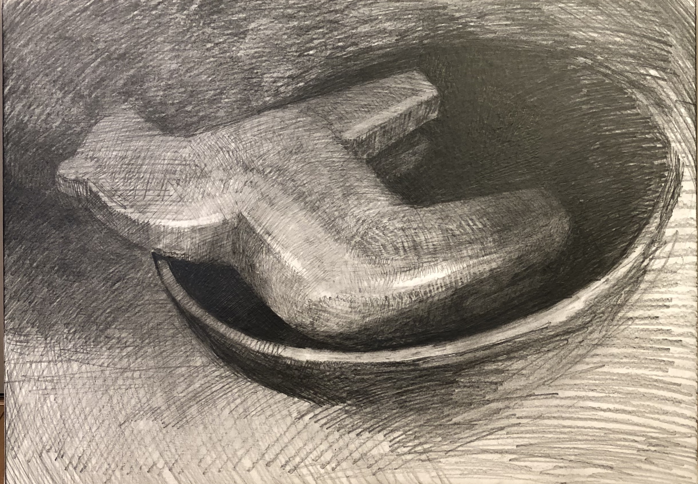 2020/07/26 木ボウルに白の木馬／画用紙・鉛筆 B3